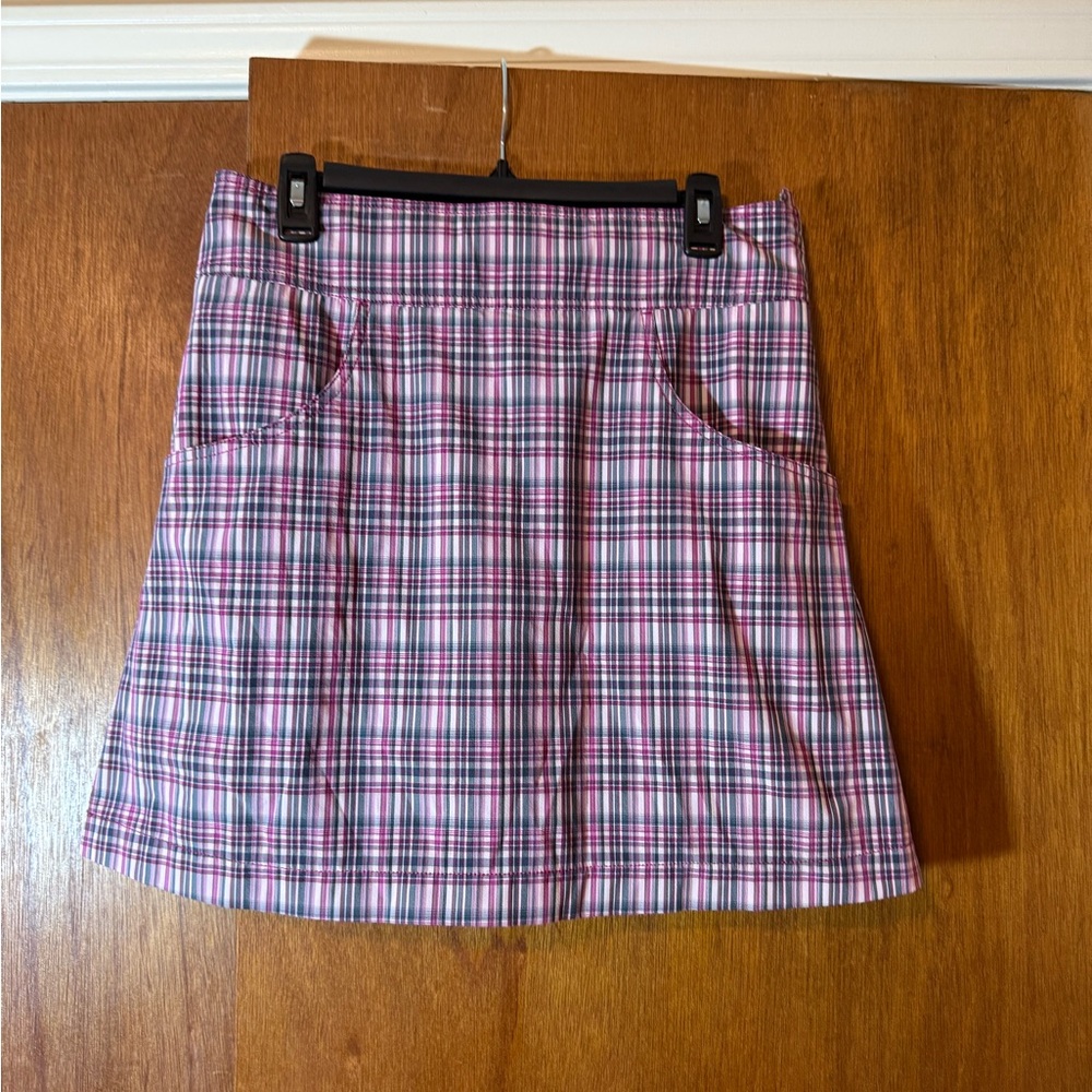 🐠 Cutter & Buck Pink and Blue Plaid Golf Mini Skirt size 6